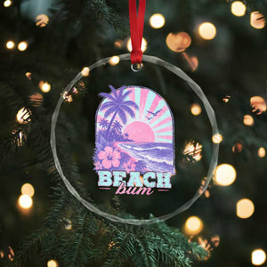 Beach Bum Crystal Glass Ornament Summer Vacation Beach Lover Surf Wave Vintage Tropical Sunset Aesthetic