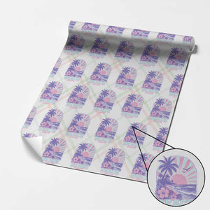 Beach Bum Wrapping Paper Roll Summer Vacation Beach Lover Surf Wave Vintage Tropical Sunset Aesthetic