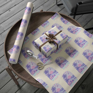 Beach Bum Wrapping Paper Roll Summer Vacation Beach Lover Surf Wave Vintage Tropical Sunset Aesthetic