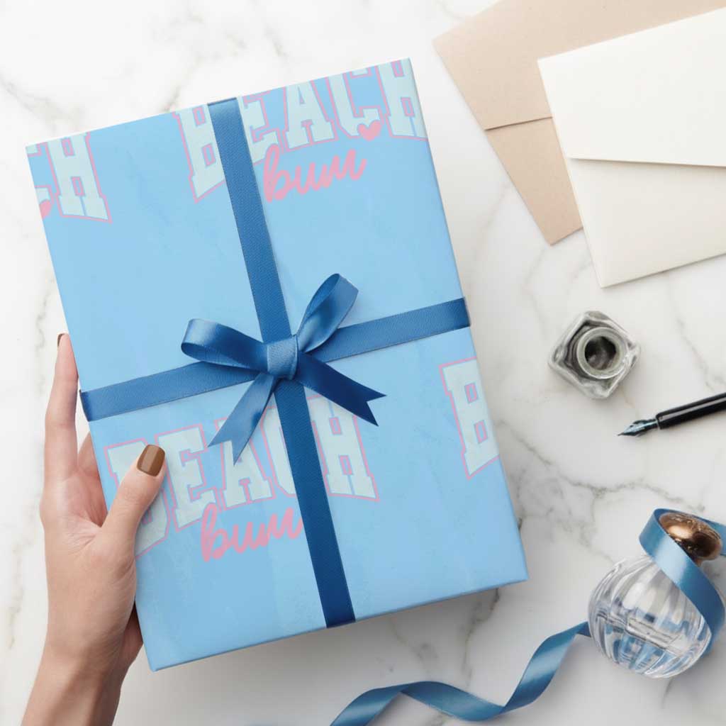 Beach Bum Wrapping Paper Roll Summer Vacation Beach Lovers TS10 Light Blue Print Your Wear