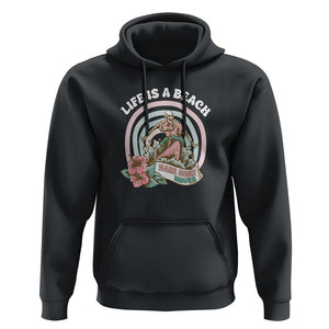 Beach Lover Hoodie Life's A Beach Make Some Waves Summer Vacation TS09 Black Print Your Wear