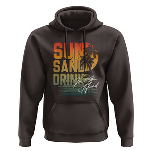 Beach Lover Hoodie Sun Sand and A Drink In My Hand Summer Vacation TS09 Dark Chocolate Print Your Wear