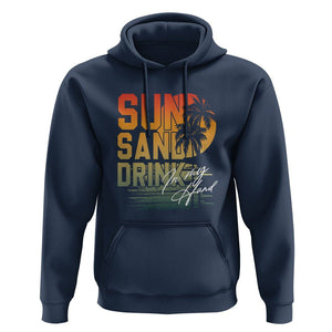 Beach Lover Hoodie Sun Sand and A Drink In My Hand Summer Vacation TS09 Navy Print Your Wear