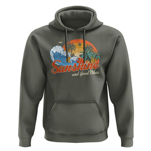 Beach Lover Hoodie Sunshine And Good Vibes Summer Vacation TS09 Military Green Print Your Wear