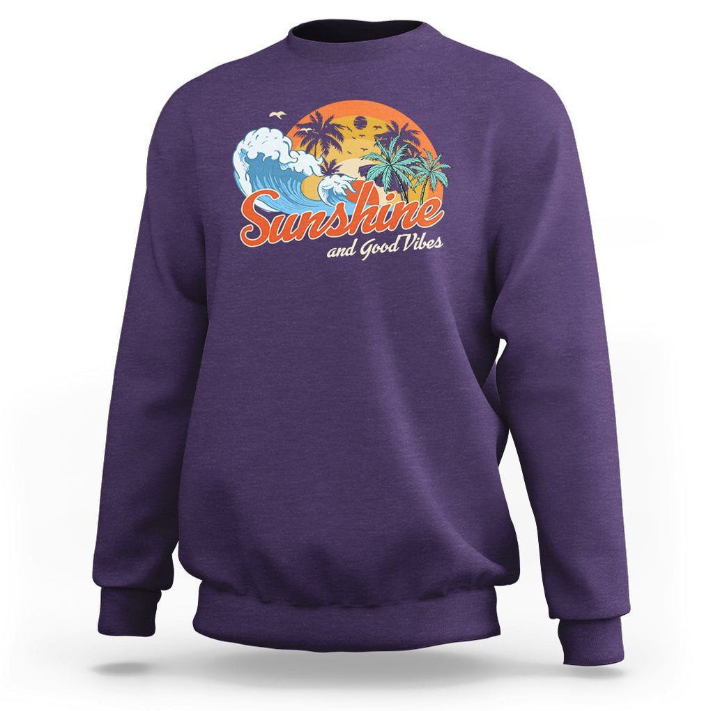 Beach Lover Sweatshirt Sunshine And Good Vibes Summer Vacation TS09 Purple Print Your Wear