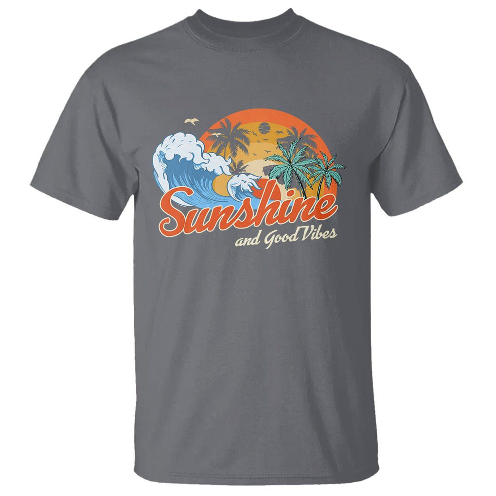 Beach Lover T Shirt Sunshine And Good Vibes Summer Vacation TS09 Charcoal Print Your Wear