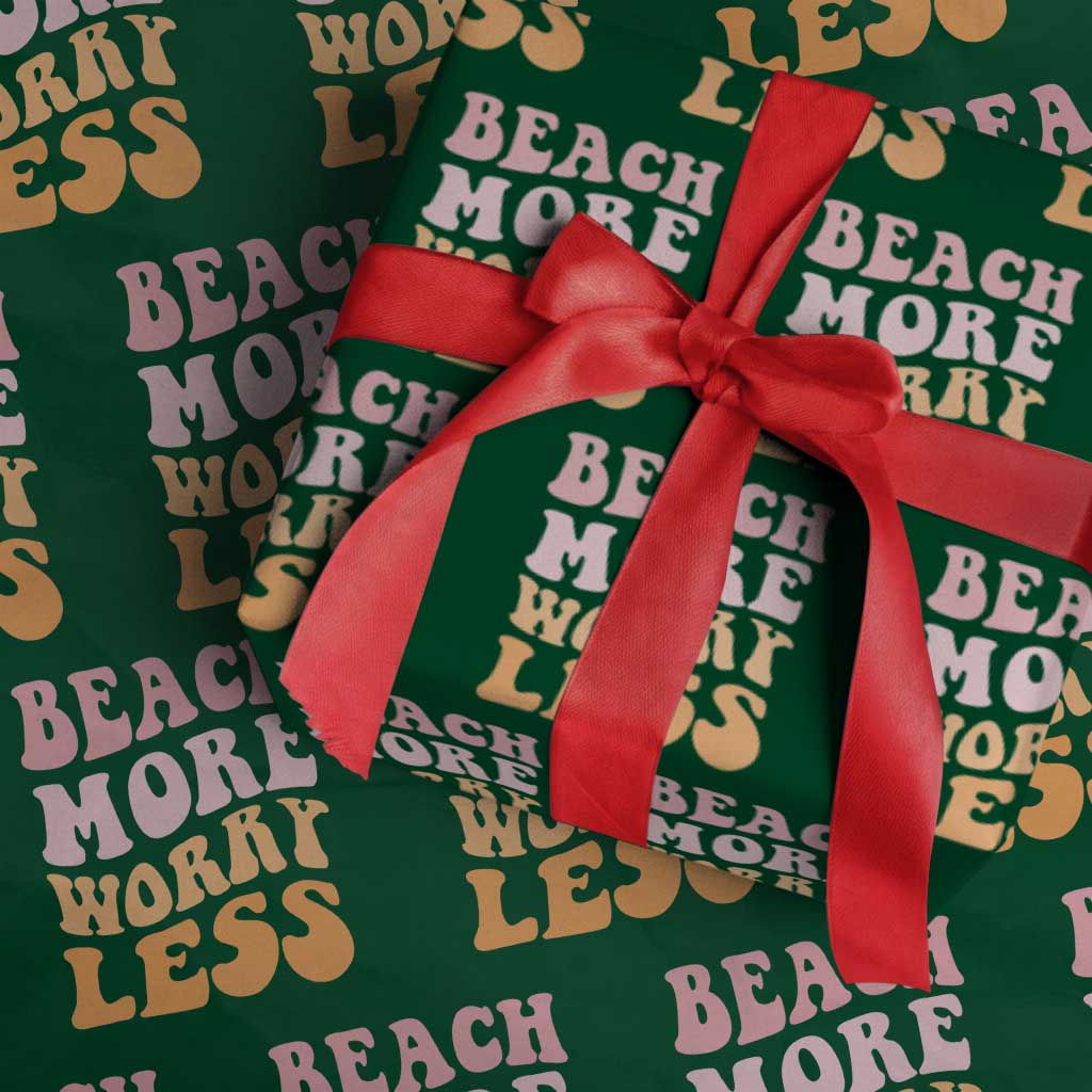 Beach More Worry Less Wrapping Paper Roll Boho Summer Vacation