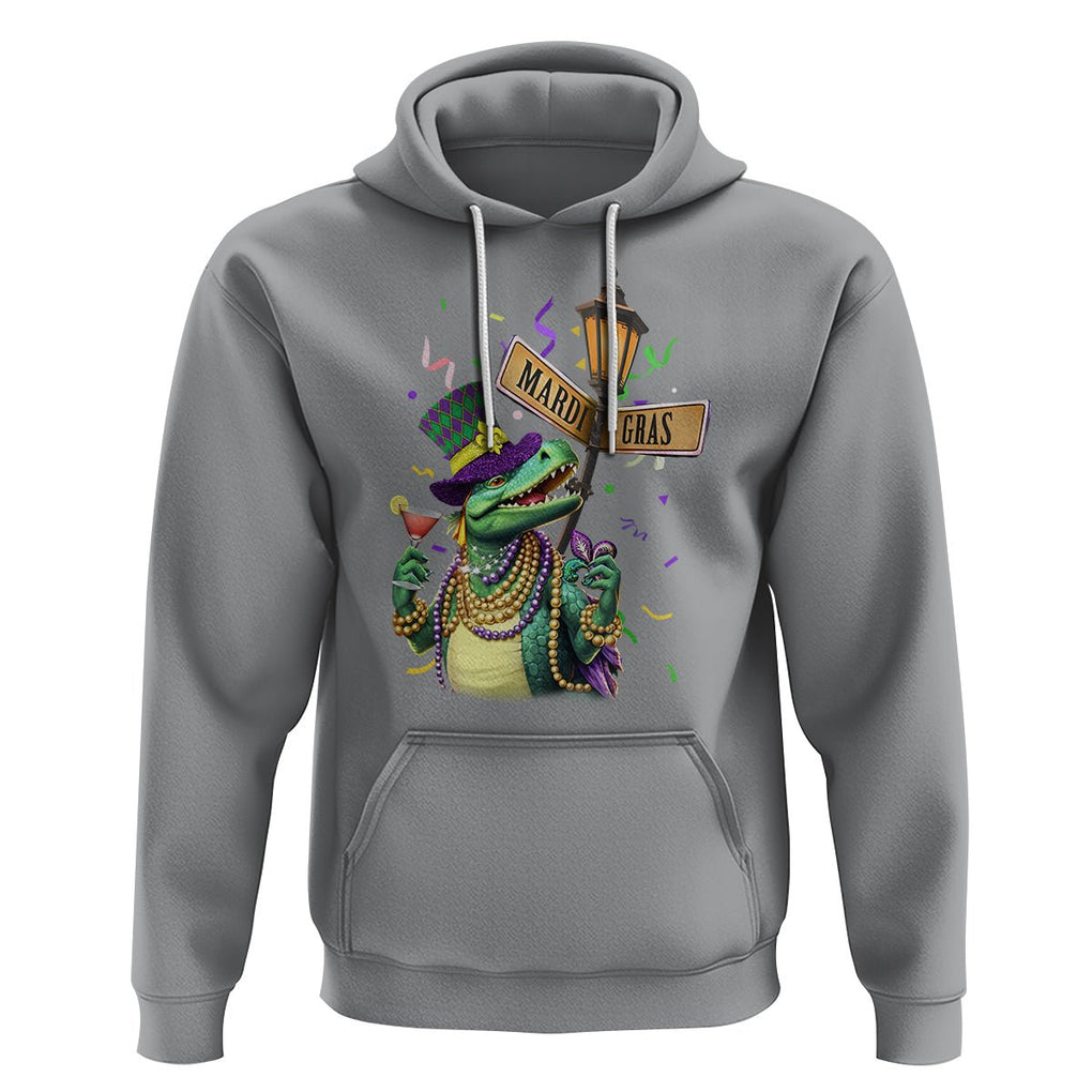 Bead Dinosaur Funny Mardi Grawr Gras Hoodie TS09 Sport Gray Printyourwear