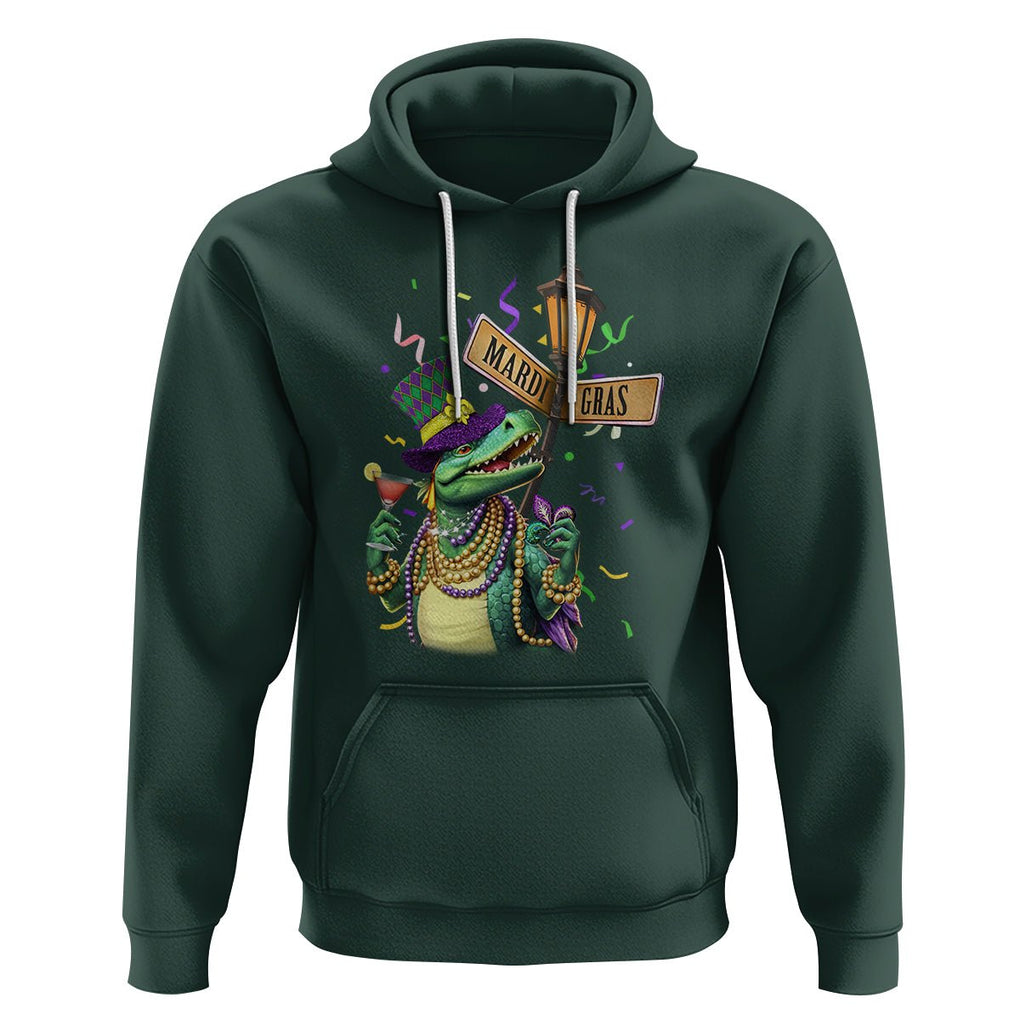 Bead Dinosaur Funny Mardi Grawr Gras Hoodie TS09 Dark Forest Green Printyourwear