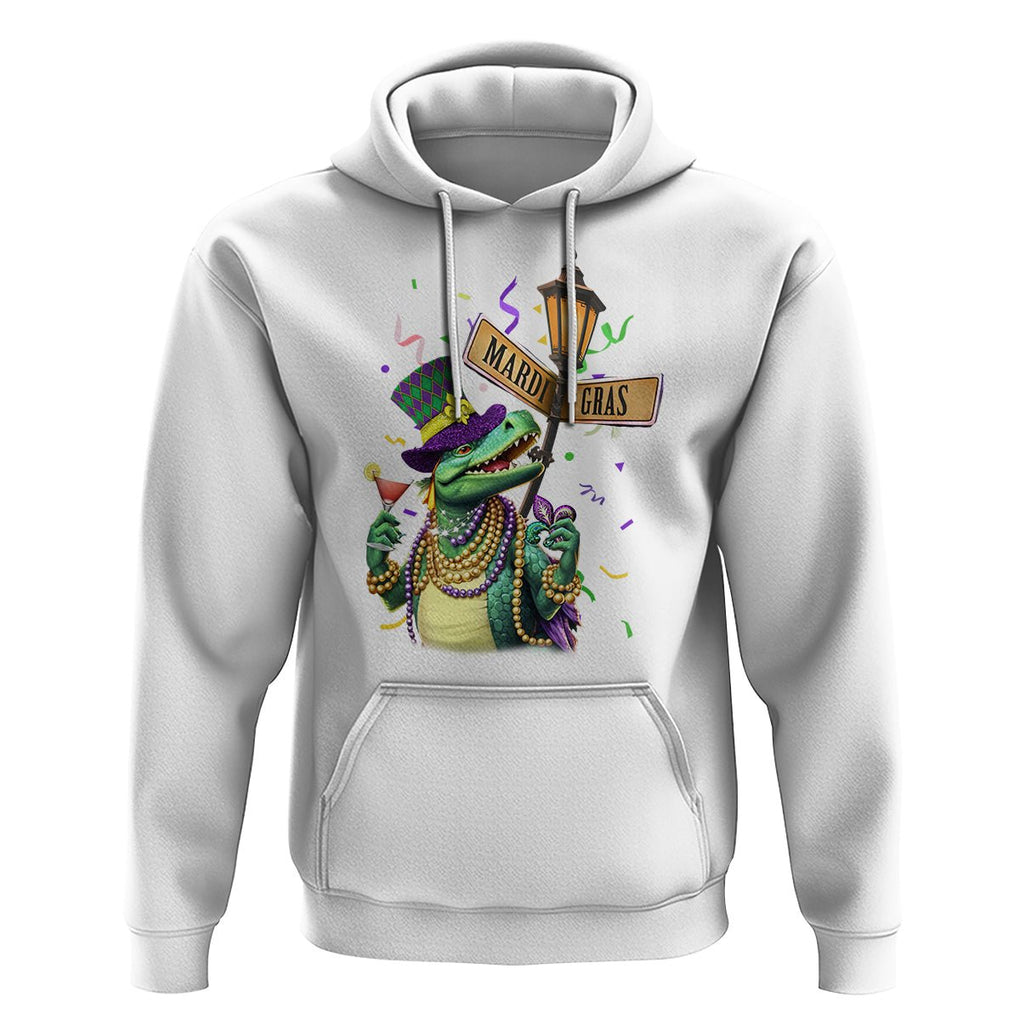 Bead Dinosaur Funny Mardi Grawr Gras Hoodie TS09 White Printyourwear
