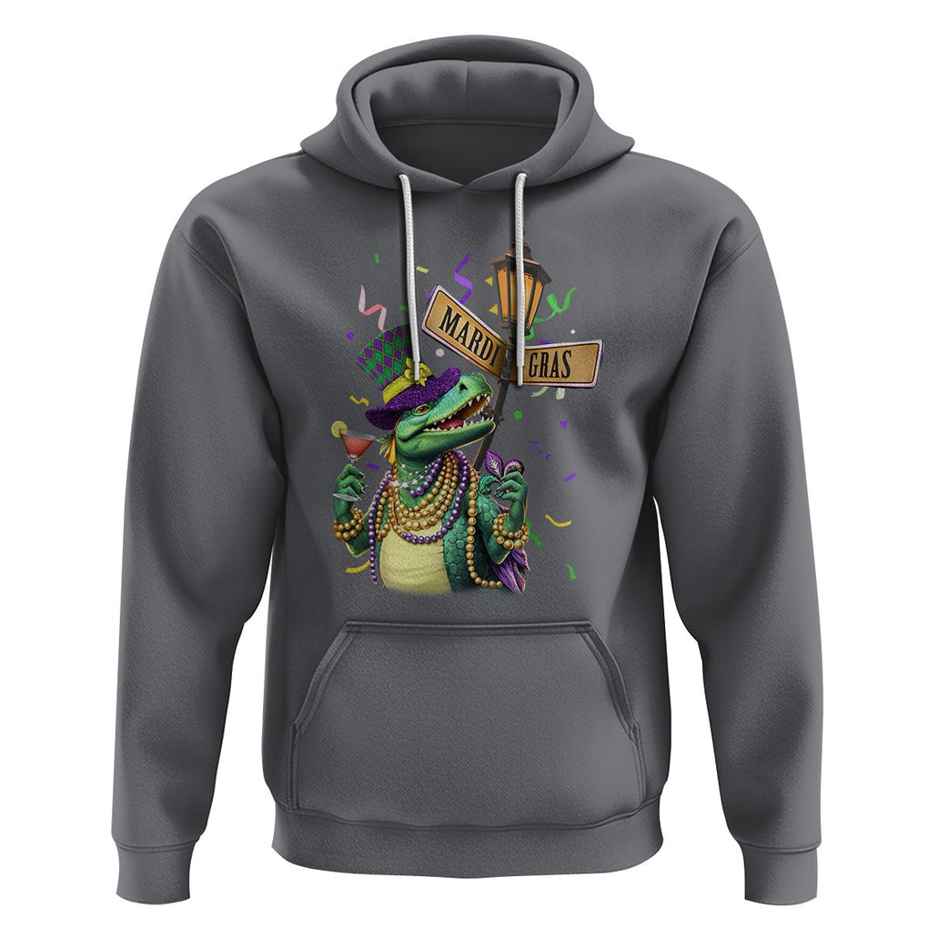 Bead Dinosaur Funny Mardi Grawr Gras Hoodie TS09 Charcoal Printyourwear