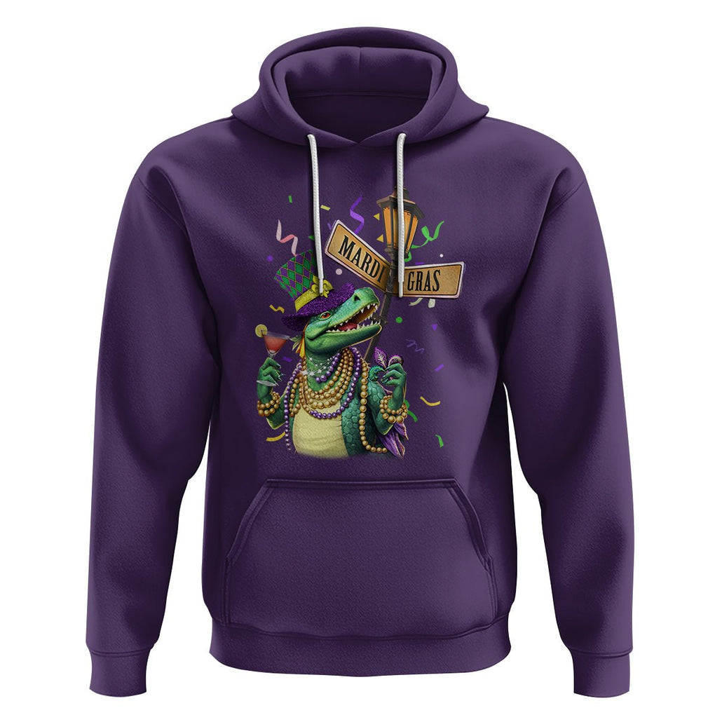 Bead Dinosaur Funny Mardi Grawr Gras Hoodie TS09 Purple Printyourwear