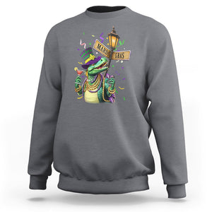 Bead Dinosaur Funny Mardi Grawr Gras Sweatshirt TS09 Charcoal Printyourwear