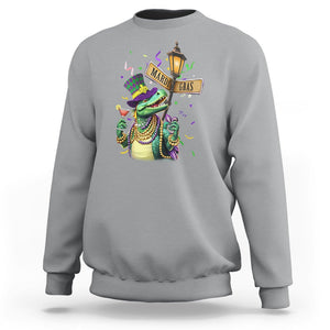 Bead Dinosaur Funny Mardi Grawr Gras Sweatshirt TS09 Sport Gray Printyourwear