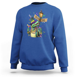 Bead Dinosaur Funny Mardi Grawr Gras Sweatshirt TS09 Royal Blue Printyourwear