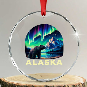 Bear Alaska Crystal Glass Ornament Alaskan Night Sky Northern Lights Aurora TS10 Transparent Glass 3'' Circle Print Your Wear