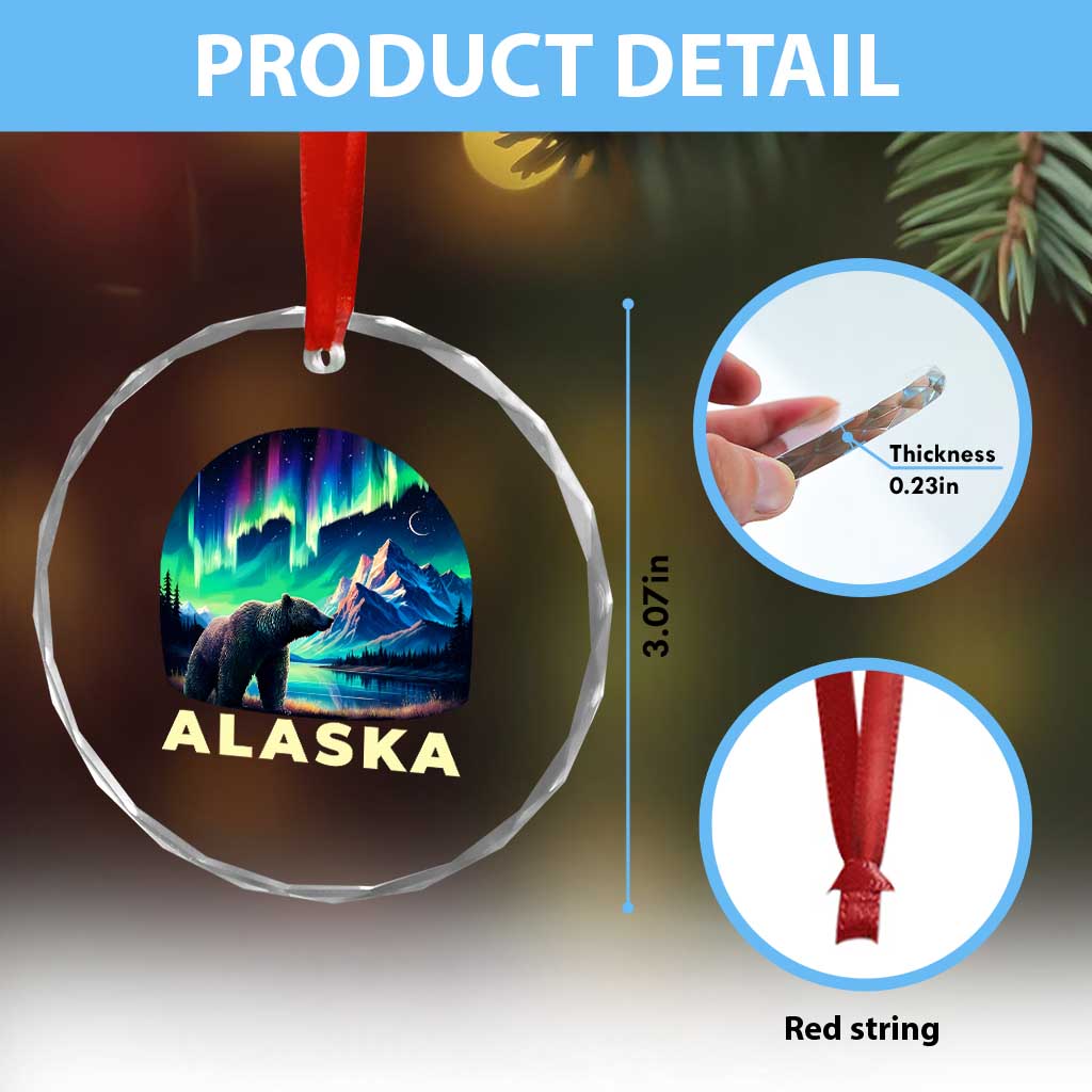 Bear Alaska Crystal Glass Ornament Alaskan Night Sky Northern Lights Aurora TS10 Print Your Wear