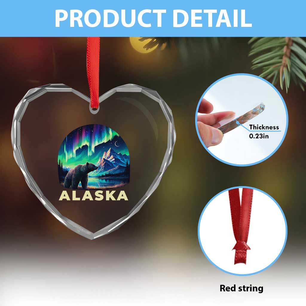 Bear Alaska Heart Crystal Glass Ornament Alaskan Night Sky Northern Lights Aurora TS10 Print Your Wear