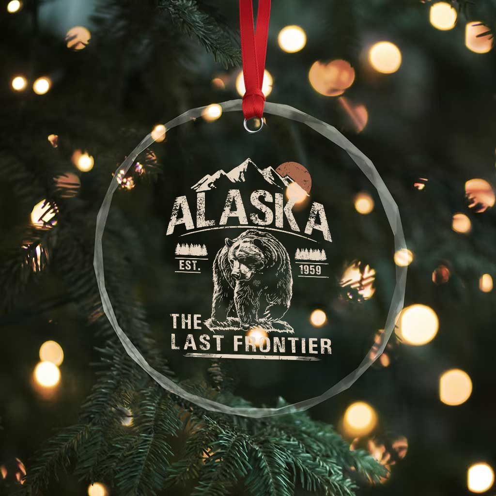 Bear Alaska The Last Frontier Crystal Glass Ornament Vintage Alaska Camping Hiking Mountain TS10 Print Your Wear