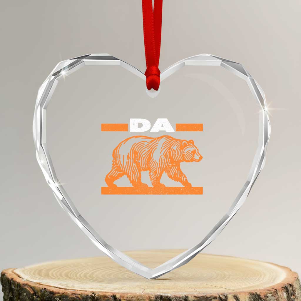 Bear Lover Heart Crystal Glass Ornament Funny Wildlife Orange Bear Walking TS11 Transparent Glass 3'' Heart Print Your Wear