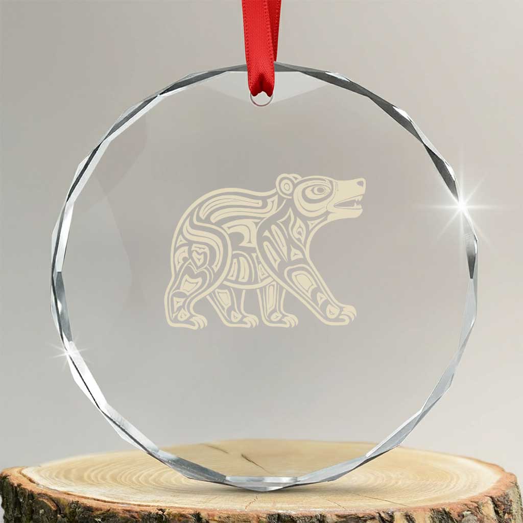 Bear Native Formline Art Salish Haida Tlingit Pacific Animal Crystal Glass Ornament TS14 Transparent Glass 3'' Circle Print Your Wear