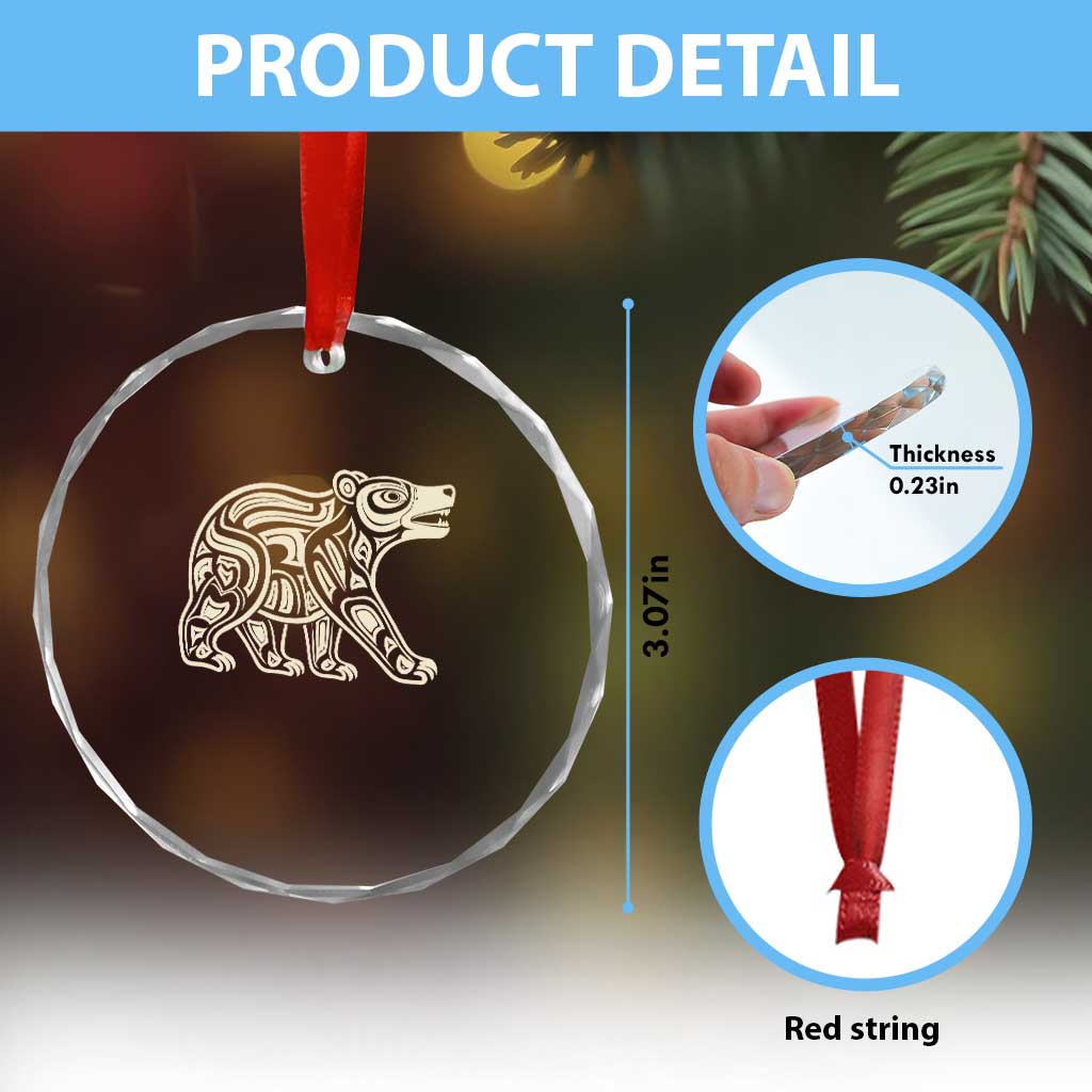 Bear Native Formline Art Salish Haida Tlingit Pacific Animal Crystal Glass Ornament