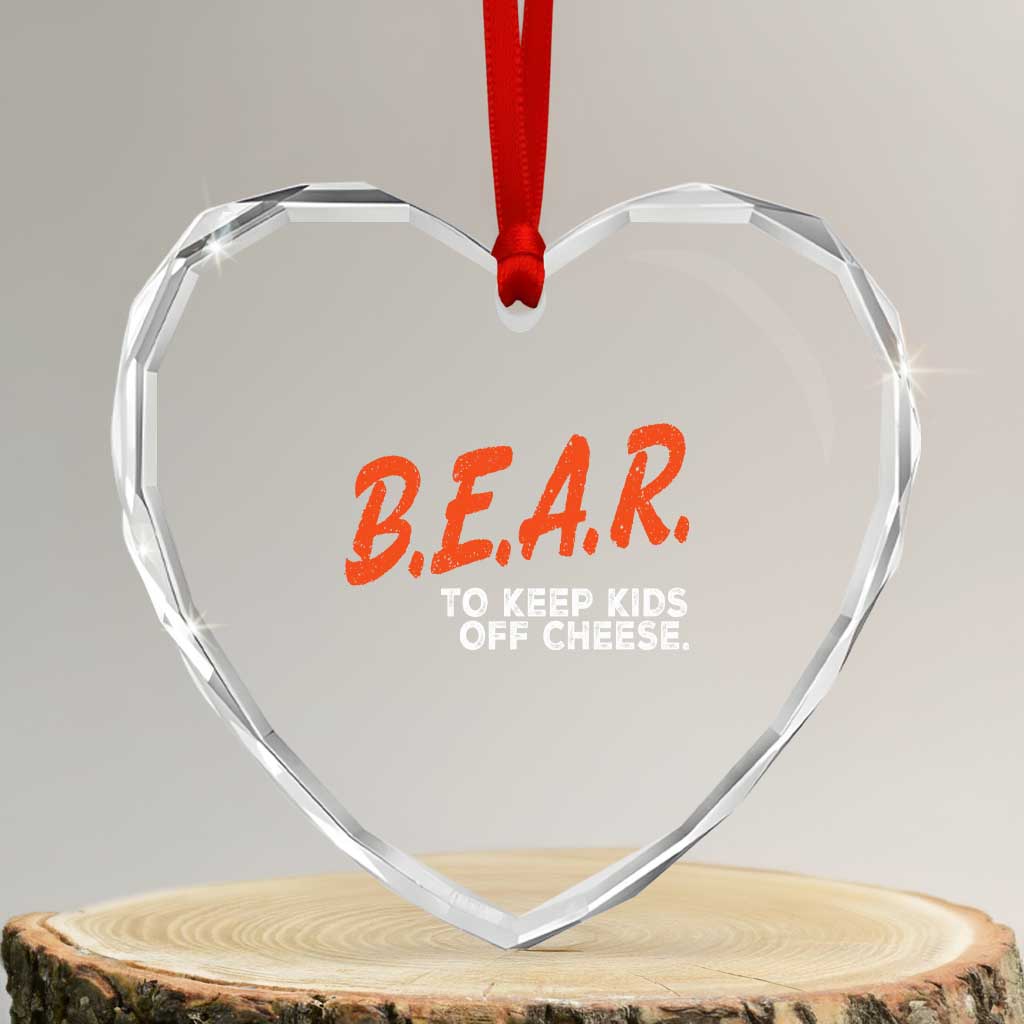 Bear to Keep Kids Off Cheese Heart Crystal Glass Ornament TS10 Transparent Glass 3'' Heart Print Your Wear