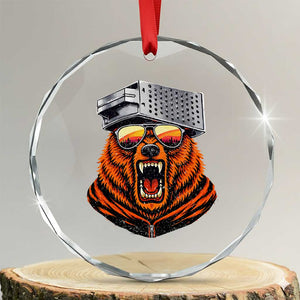 Bear With Cheese Grater Hat Crystal Glass Ornament Retro Foolball Fans TS10 Transparent Glass 3'' Circle Print Your Wear