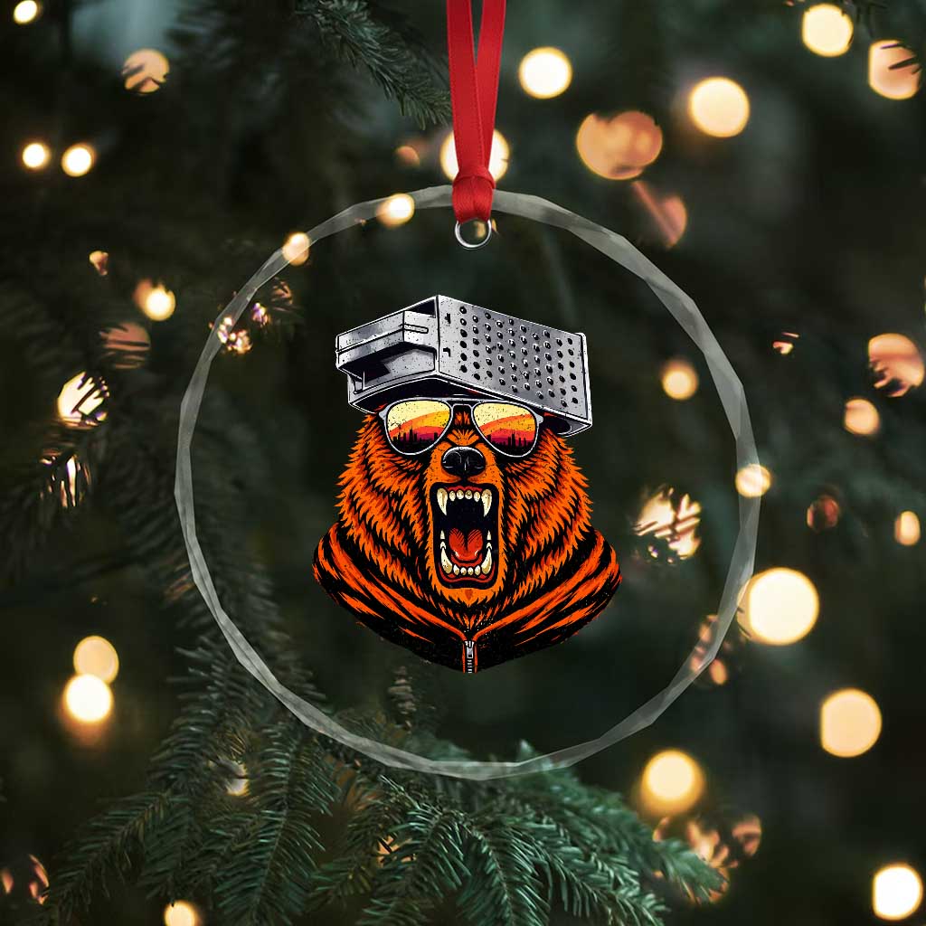 Bear With Cheese Grater Hat Crystal Glass Ornament Retro Foolball Fans TS10 Print Your Wear