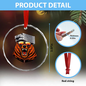 Bear With Cheese Grater Hat Crystal Glass Ornament Retro Foolball Fans TS10 Print Your Wear