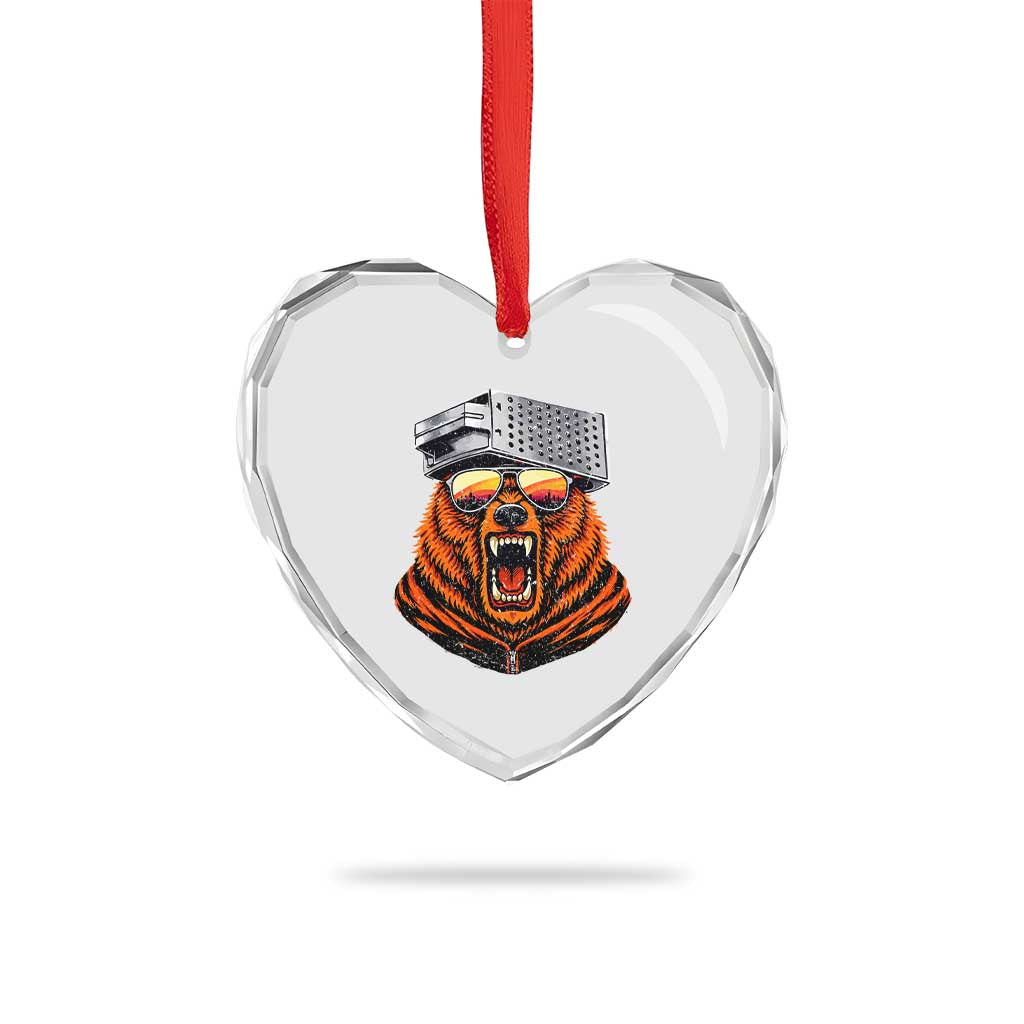 Bear With Cheese Grater Hat Heart Crystal Glass Ornament Retro Foolball Fans TS10 Print Your Wear