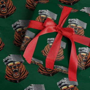 Bear With Cheese Grater Hat Wrapping Paper Roll Retro Foolball Fans TS10 Green Print Your Wear