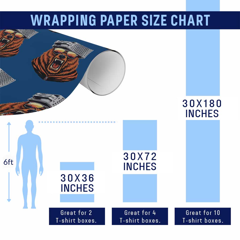Bear With Cheese Grater Hat Wrapping Paper Roll Retro Foolball Fans TS10 Print Your Wear
