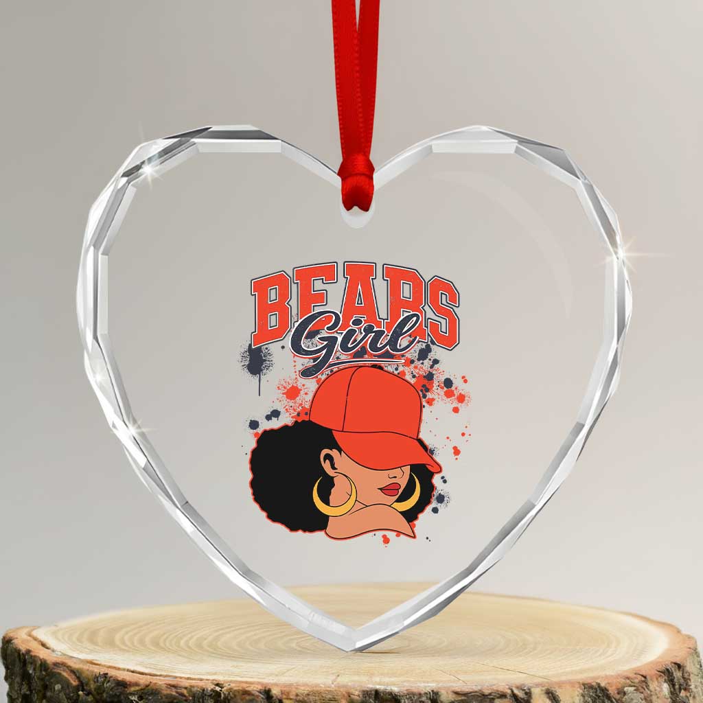 Bears Girl Heart Crystal Glass Ornament Sports Fan Team Spirit Black Girls TS10 Transparent Glass 3'' Heart Print Your Wear