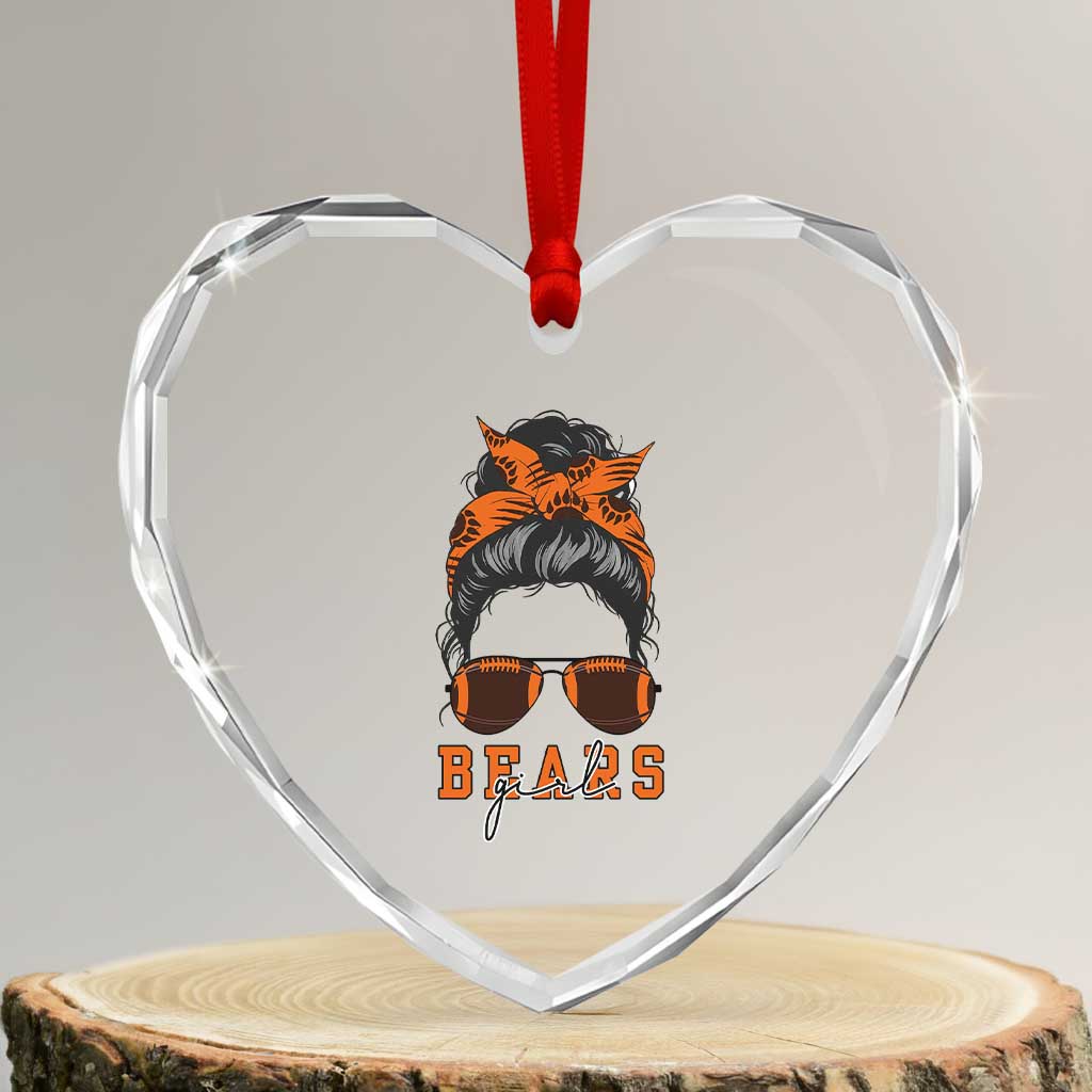 Girl Messy Bun Fan Heart Crystal Glass Ornament CFB Lovers Gift TS12 Transparent Glass 3'' Heart Print Your Wear