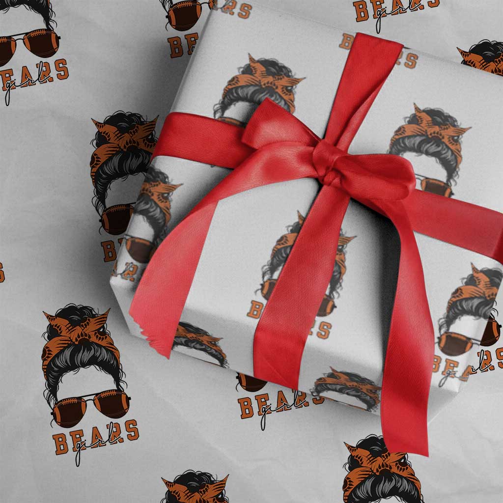 Girl Messy Bun Fan Wrapping Paper Roll CFB Lovers Gift TS12 White Print Your Wear