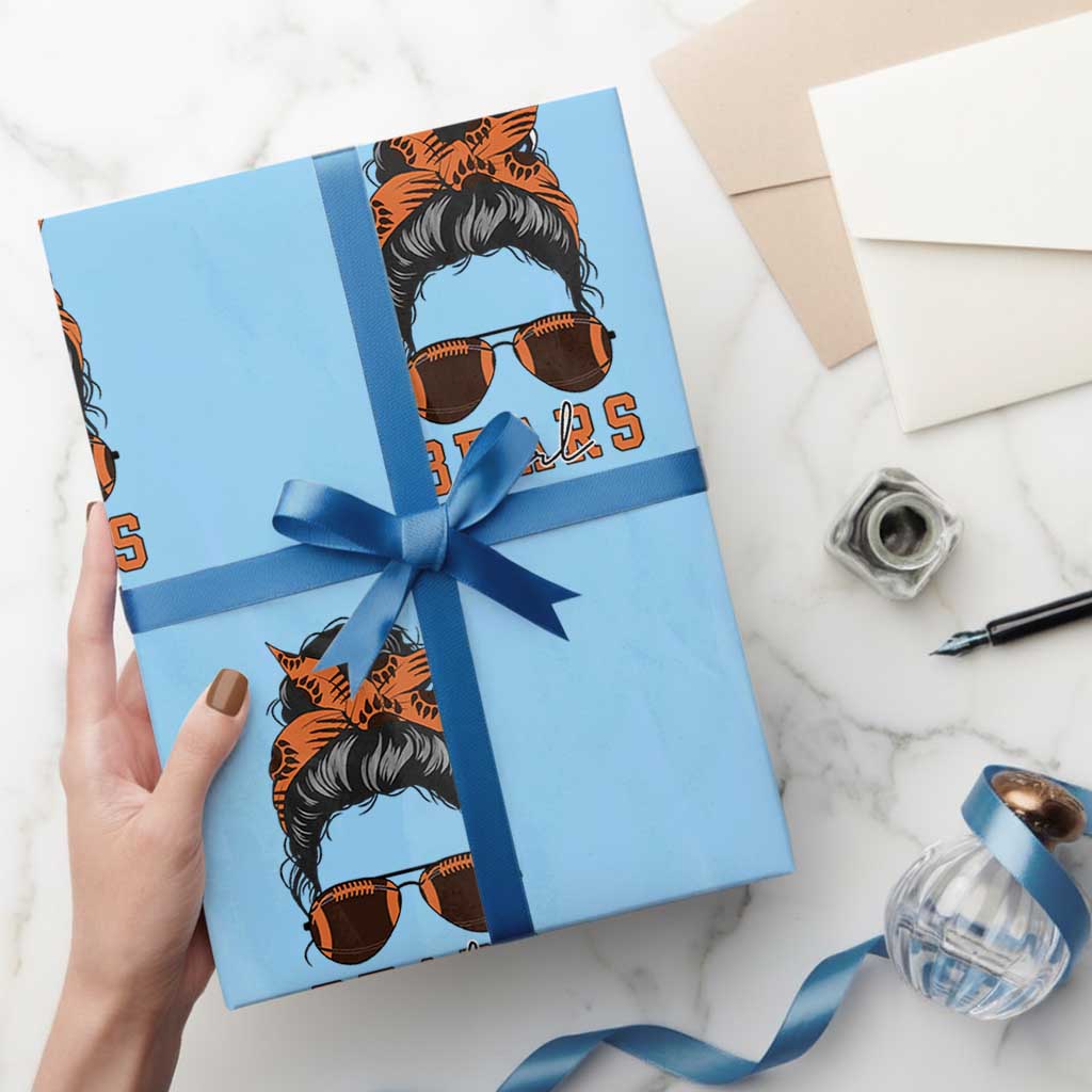 Girl Messy Bun Fan Wrapping Paper Roll CFB Lovers Gift TS12 Light Blue Print Your Wear
