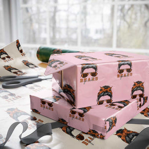Girl Messy Bun Fan Wrapping Paper Roll CFB Lovers Gift TS12 Light Pink Print Your Wear