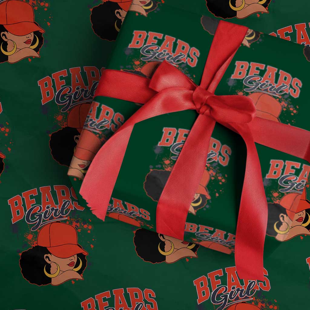 Bears Girl Wrapping Paper Roll Sports Fan Team Spirit Black Girls TS10 Green Print Your Wear