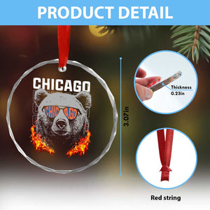 Bears Mascot Crystal Glass Ornament Vintage Retro Chicago - Print Your Wear