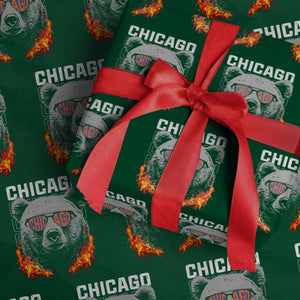 Bears Mascot Wrapping Paper Roll Vintage Retro Chicago TS10 Green Print Your Wear