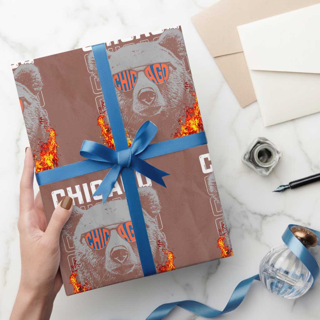 Bears Mascot Wrapping Paper Roll Vintage Retro Chicago TS10 Mocha Print Your Wear
