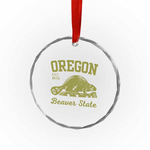 Beaver State Oregon Crystal Glass Ornament Est 1859 Vintage Flag TS02 Print Your Wear
