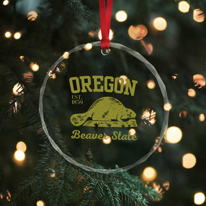 Beaver State Oregon Crystal Glass Ornament Est 1859 Vintage Flag TS02 Print Your Wear