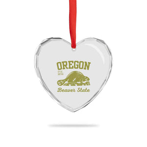 Beaver State Oregon Heart Crystal Glass Ornament Est 1859 Vintage Flag TS02 Print Your Wear