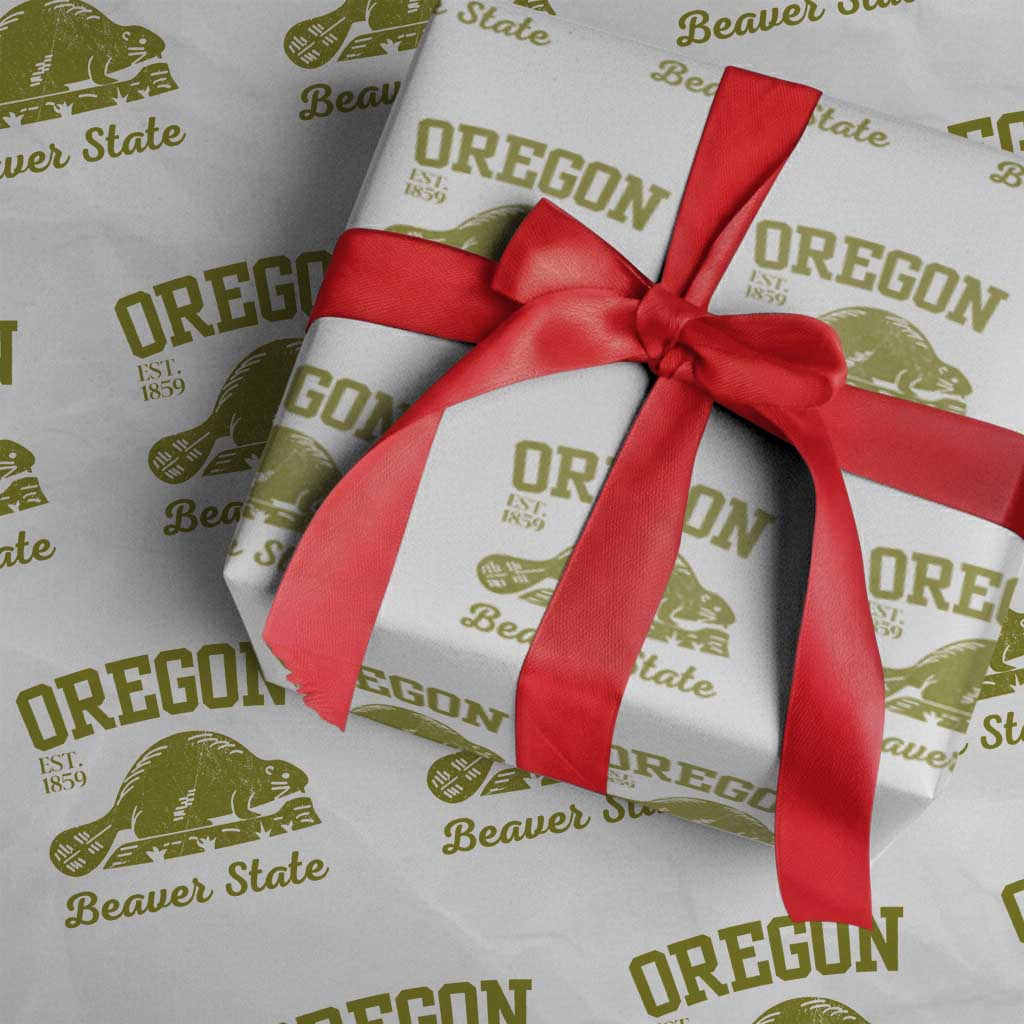 Beaver State Oregon Wrapping Paper Roll Est 1859 Vintage Flag TS02 White Print Your Wear