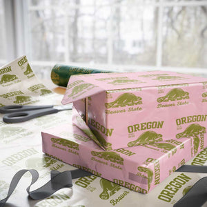 Beaver State Oregon Wrapping Paper Roll Est 1859 Vintage Flag TS02 Light Pink Print Your Wear