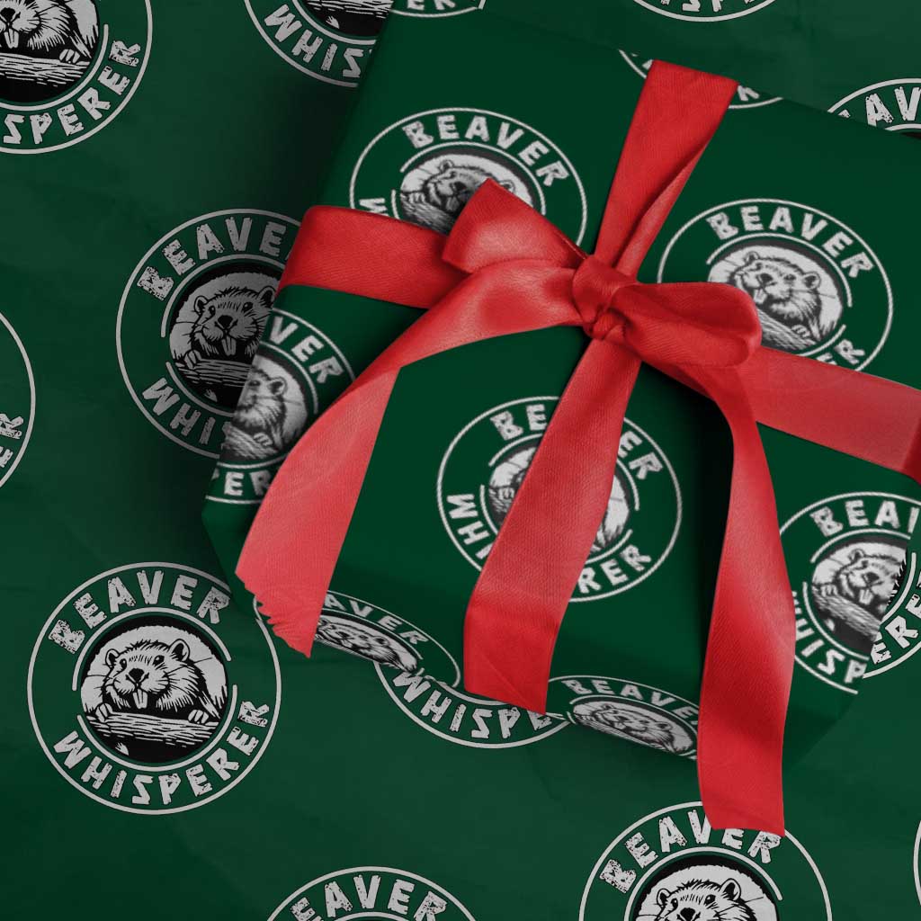 Beaver Whisperer Wrapping Paper Roll Funny Wildlife Lover Nature Humor TS02 Green Print Your Wear