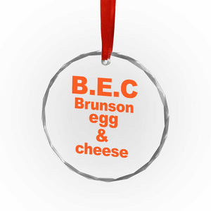 B.E.C. Brunson Egg and Cheese Sandwich Pun Crystal Glass Ornament Funny New York Bodega Breakfast Basketball Fan TS02 Print Your Wear
