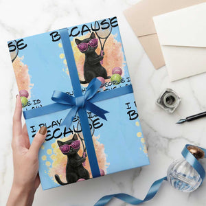 Because Punching People Is Against The Law Wrapping Paper Roll Funny Tennis Cat Gift TS12 Light Blue Print Your Wear